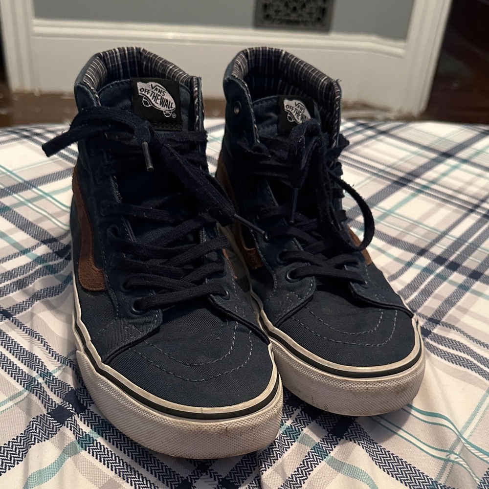 Vans Navy and Brown High-Top Sneakers